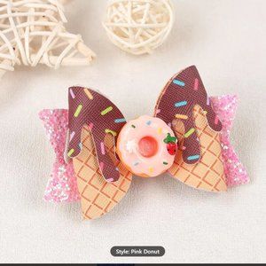 Adorable center donut hair bows-2pcs